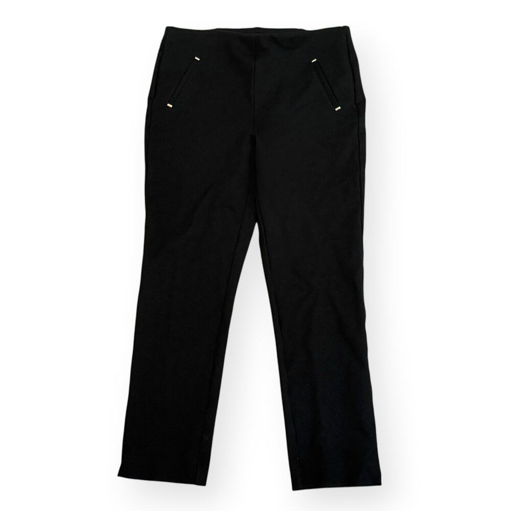 Chico’s Juliet Ponte Slim Trim Pants Size 1.5 US 10 Black Pull-On Career Office
